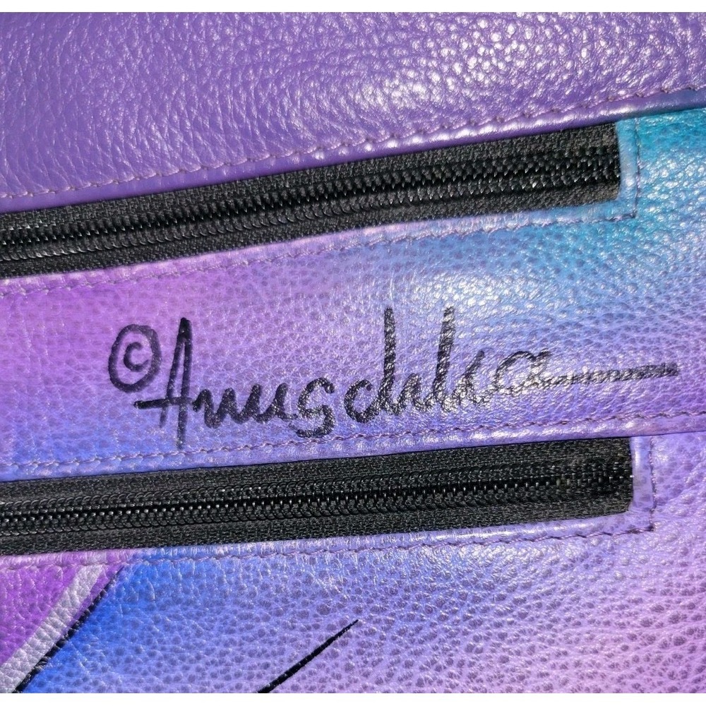 Anuschka Leather Hand Painted Cross Body Adjustable Style Strap Purse/ Bag - Picture 6 of 16